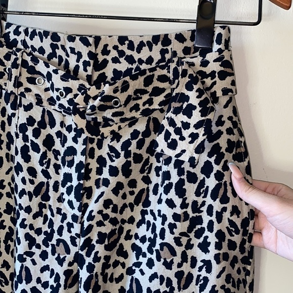 ZARA Cheetah Print High Waist Slouchy Belted Trousers - Picture 5 of 7